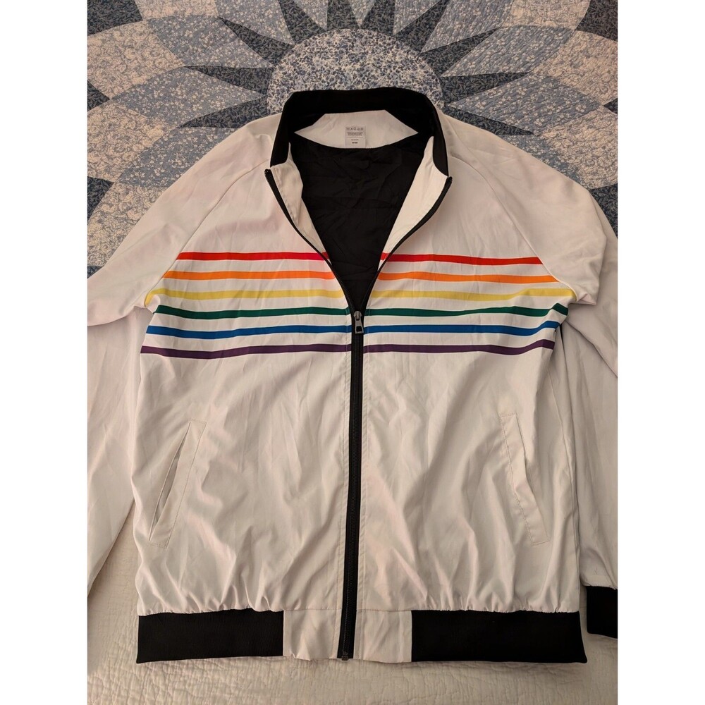 Harlow And Lloyd Mens Rainbow Striped Pride Bomber Jacket Size XXL